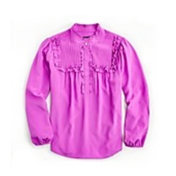 NWT-XS-J.Crew Silk ruffle popover top